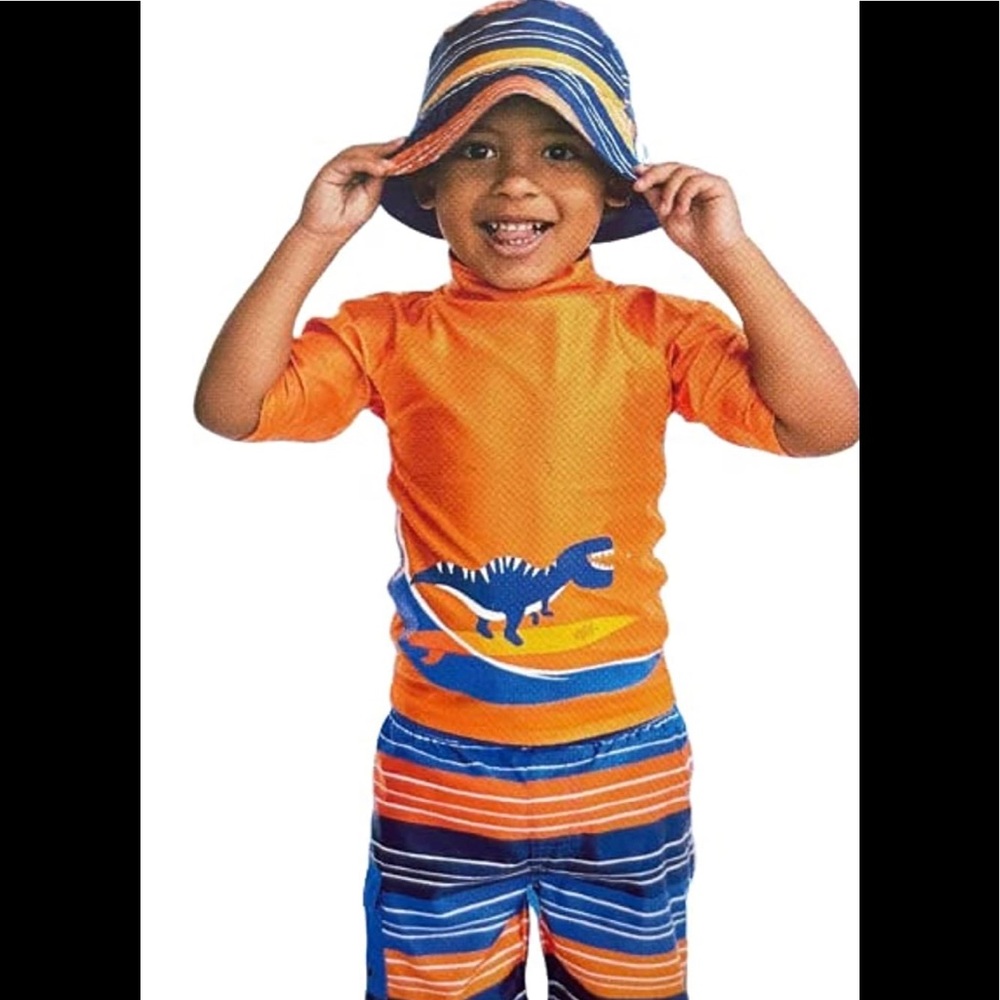 Boys swimwear swimsuits set rash guard UPF 50+ Sun protection Dinosaur